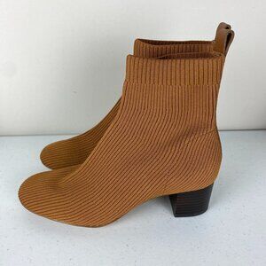 Everlane The Glove Boots Booties Womens 7.5 Toffee Brown Ribbed Block Heels